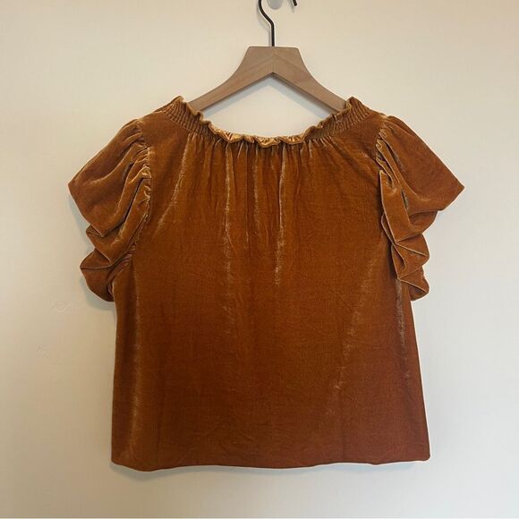 NWT Free People Terese Velvet Top in Pumpkin Pie | size XS - Picture 4 of 9